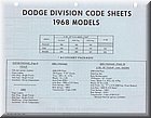 Image: 1968 Dodge Truck Division Code Sheets pg.1